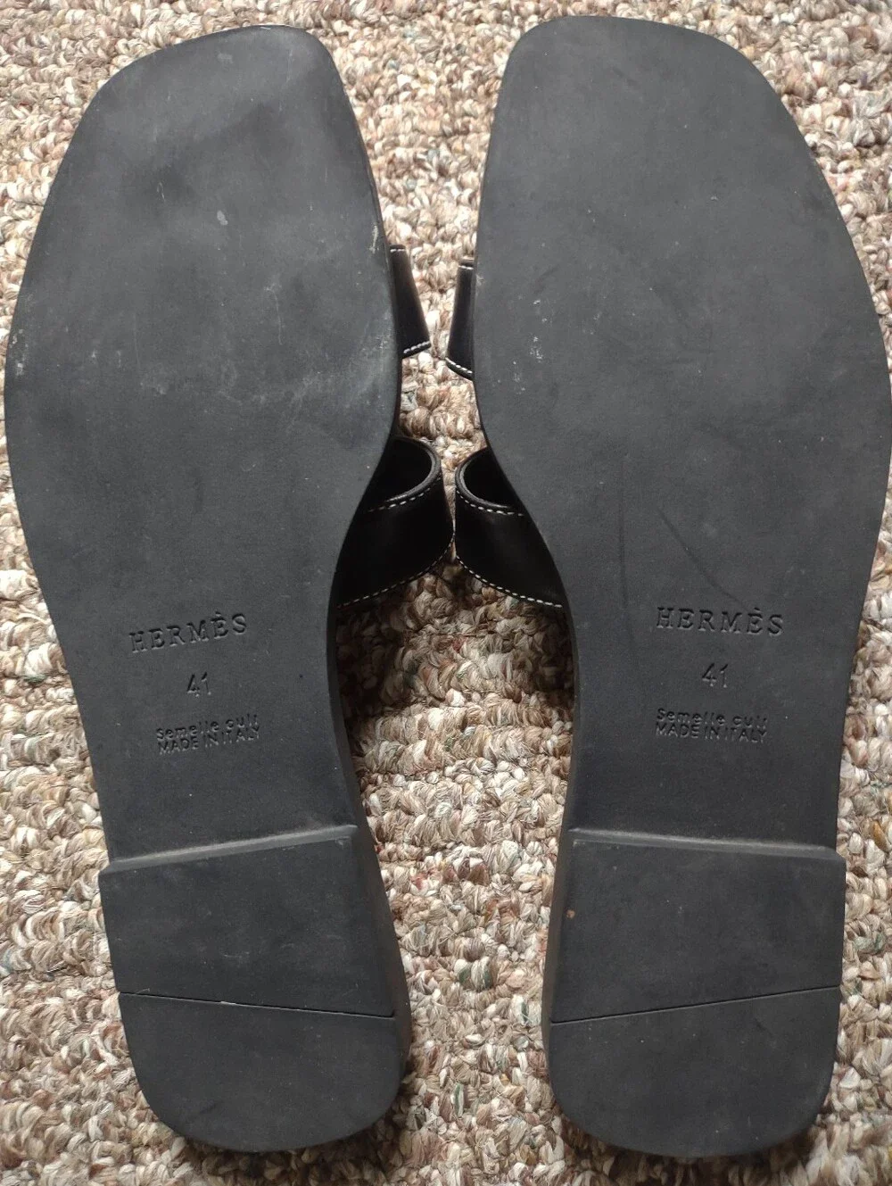 HERMES Black Oran Sandals